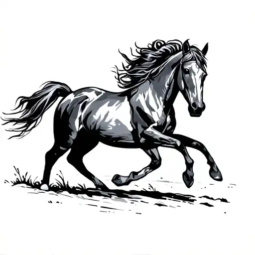 "Wild has her" horse running freely tattoo design idea