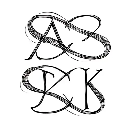 Family Tattoo with Infinity Sign and these initials: A, S, K, K tattoo design idea