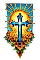 sun ray with cross tattoo design idea