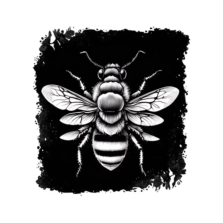lotus honey bee fine line tattoo design idea