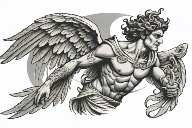 Greek god with wings tattoo design idea