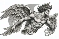 Greek god with wings tattoo design idea