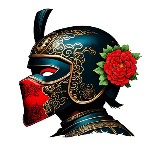 fuck around and find out true path samuria helment and mask tattoo design idea