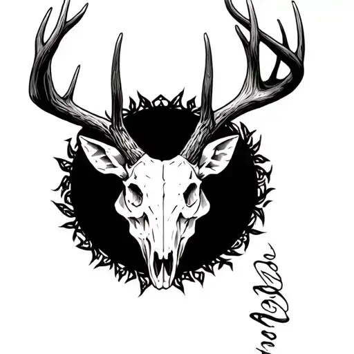 white tail deer skull tattoo design idea