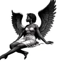 african angel full body with wings spread tattoo design idea
