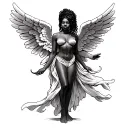 african angel full body with wings spread tattoo design idea