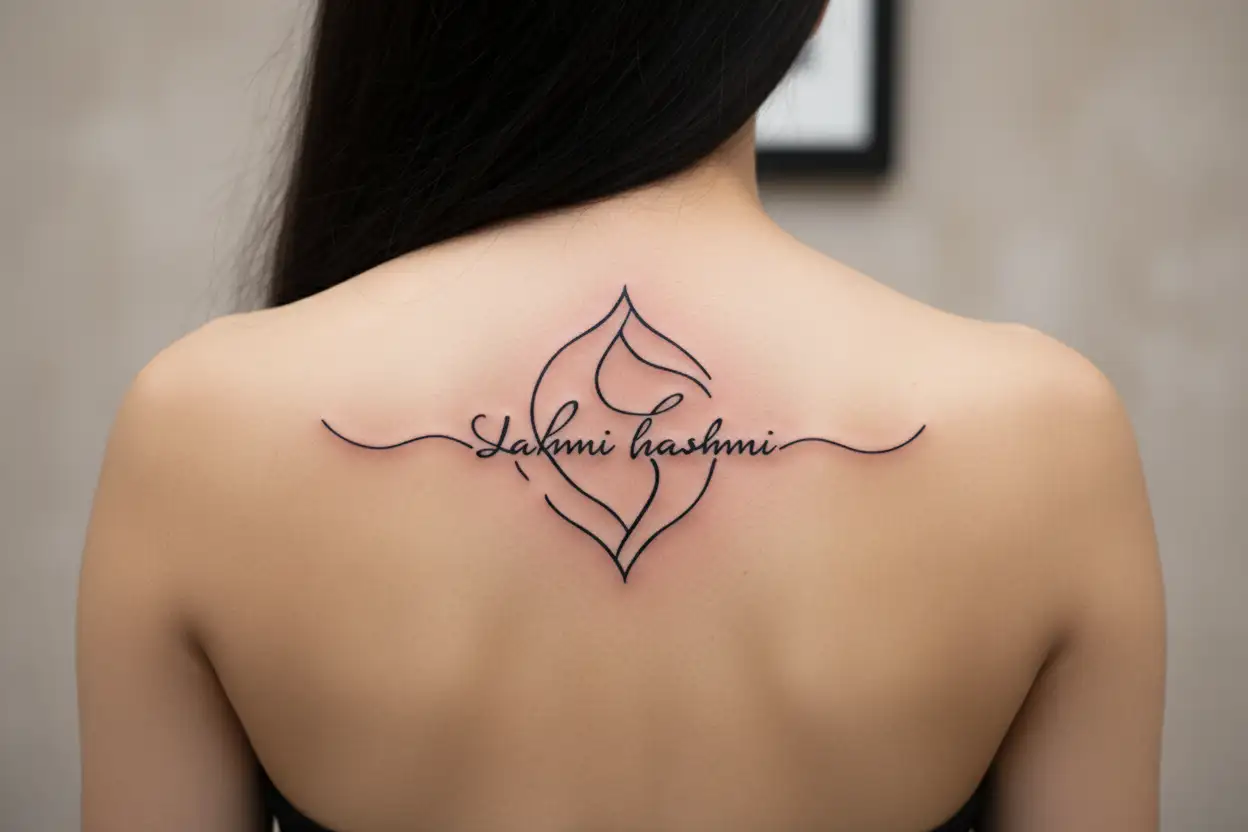 Lakshmi name in infinite love tattoo design idea