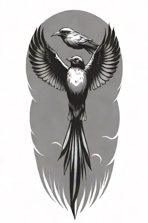 swallow flying with outstretched wings tattoo design idea