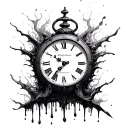 old clock melting tattoo design idea