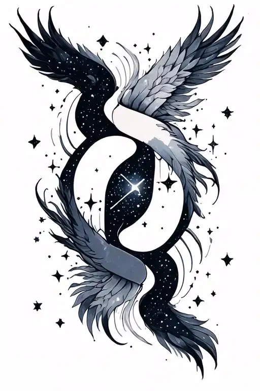 Gemini and Virgo constellations intertwined tattoo design idea