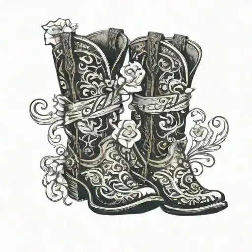 Two cowboy boots for my wedding with letter J for Jen and R for Ross. Make cowboy boots in shape of the letters and incl tattoo design idea