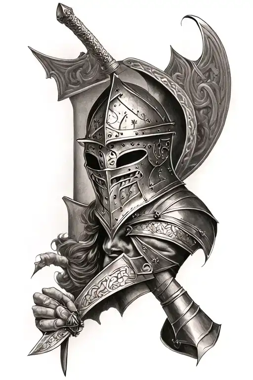 english knight tattoo design idea