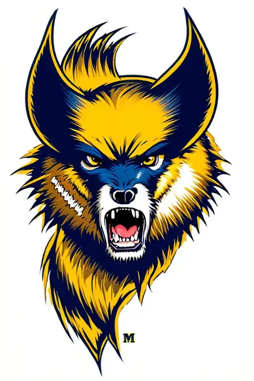 Michigan Wolverine football logo incorporated into the design tattoo design idea