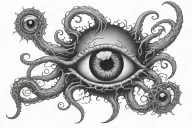 lovecraft eldritch tentacle eyeball tattoo design idea