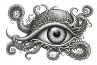 lovecraft eldritch tentacle eyeball tattoo design idea