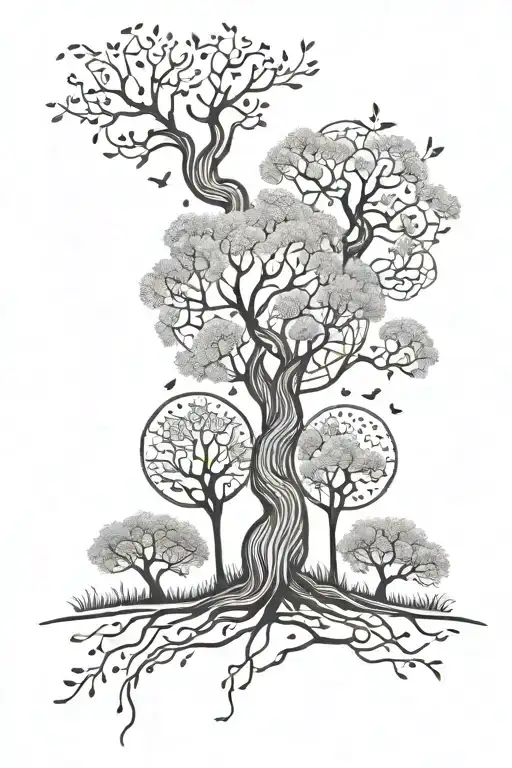 A geometric willow family tree tattoo with each branch representing a different family member and their unique characteristics tattoo design idea