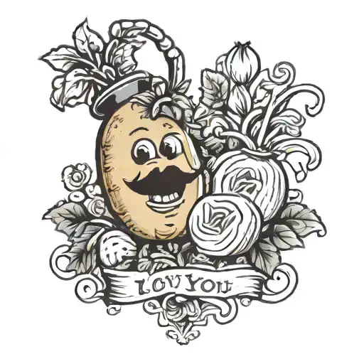 potato and turnip in love you more tattoo design idea
