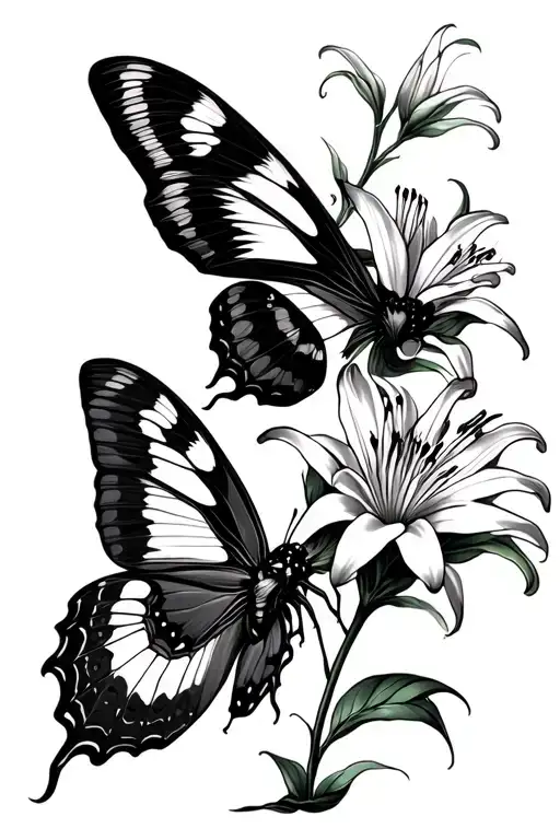 lunar moth and spider lily tattoo design idea