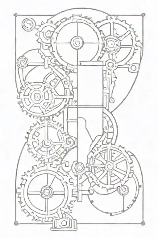 steampunk inspired mechanical tattoo design idea