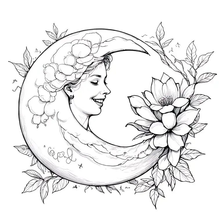 moon, fairy's and magnolias laugh now cry later tramp stamp tattoo design idea