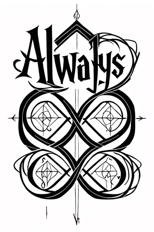 harry potter theme based infinity symbol with words "Always" written in it. (tatoo is for a young lady) tattoo design idea