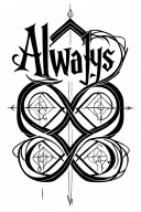 harry potter theme based infinity symbol with words "Always" written in it. (tatoo is for a young lady) tattoo design idea