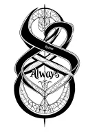 harry potter theme based infinity symbol with words "Always" written in it. (tatoo is for a young lady) tattoo design idea