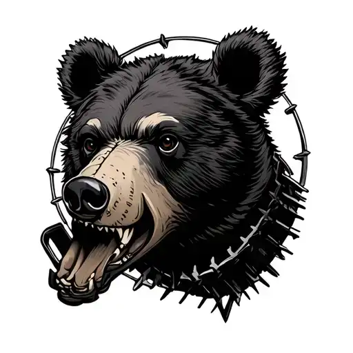 Traditional old-school tattoo of an open bear trap  tattoo design idea