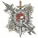 still rise in centre on sword piercing tattoo design idea
