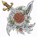 still rise in centre on sword piercing tattoo design idea