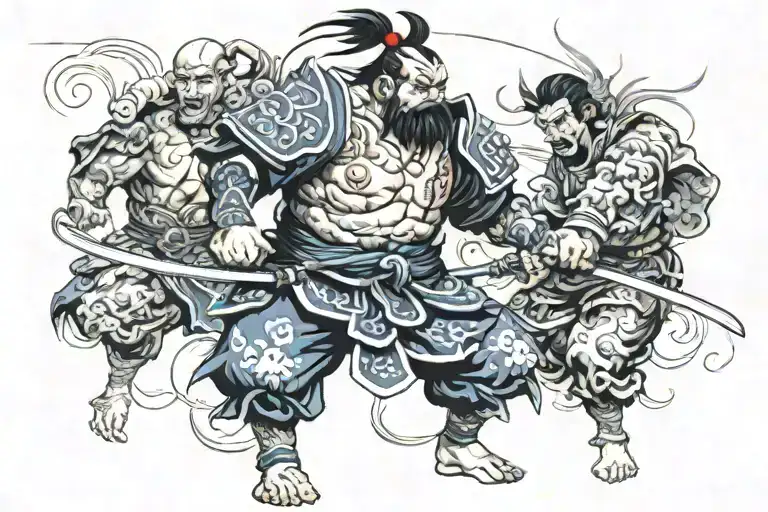Samuria fighting tattoo design idea