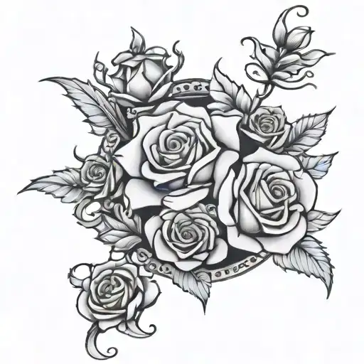 Hydra roses crown tattoo design idea