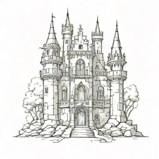 gothic castle tattoo design idea