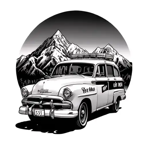 Mountain Taxi Route tattoo design idea