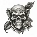 skull and monkey tattoo design idea