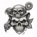 skull and monkey tattoo design idea