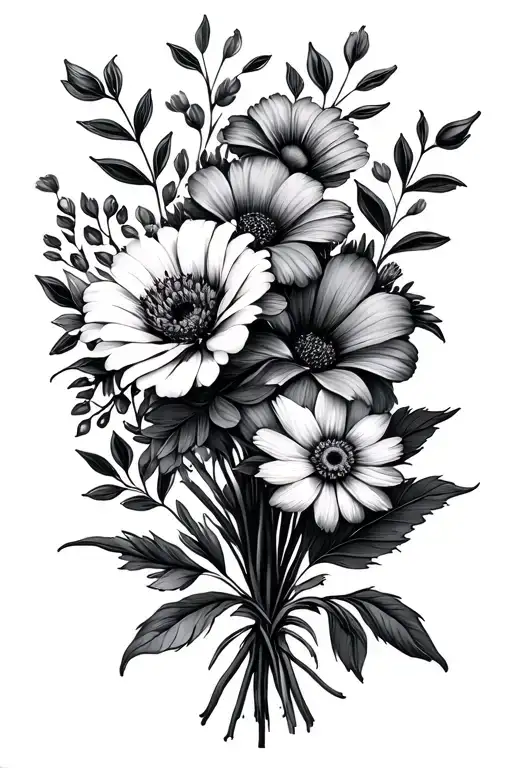 January And November and october Birth Flower Bouquet" Tattoo Design tattoo design idea