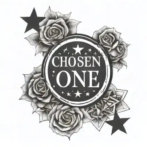 chosen one words with stars  tattoo design idea