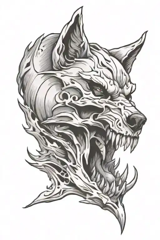 wolf skull tattoo design idea