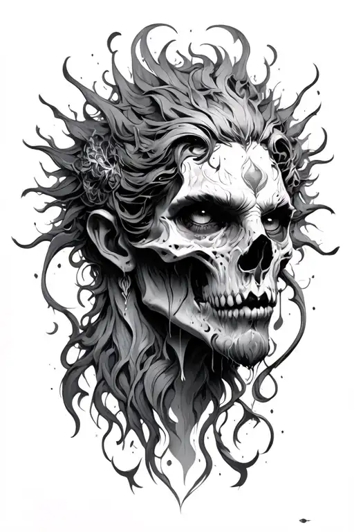 Helios with dead eyes tattoo design idea