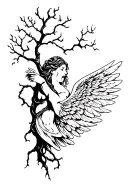 angel crying under a poison tree tattoo design idea
