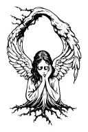 angel crying under a poison tree tattoo design idea