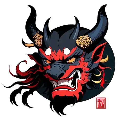 Japanese Devil tattoo design idea