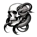skull with snake intertwined geometric back tattoo tattoo design idea
