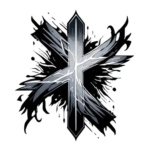 cyber sigilism cross tattoo design idea