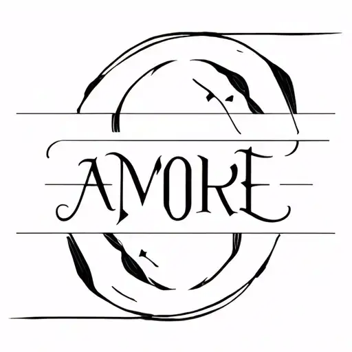 Dark letter Gothic font, with the word AMORE tattoo design idea
