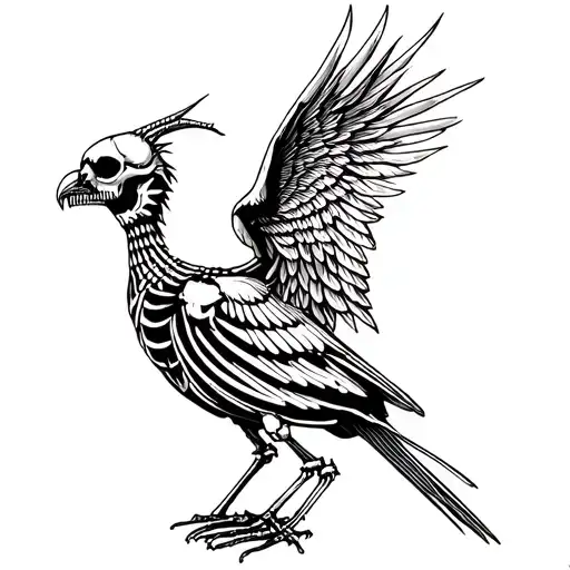 bird skeleton demon tattoo design idea