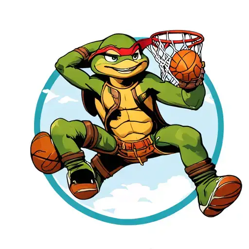 Raphael dunking on a tyrone from backyardigans tattoo design idea