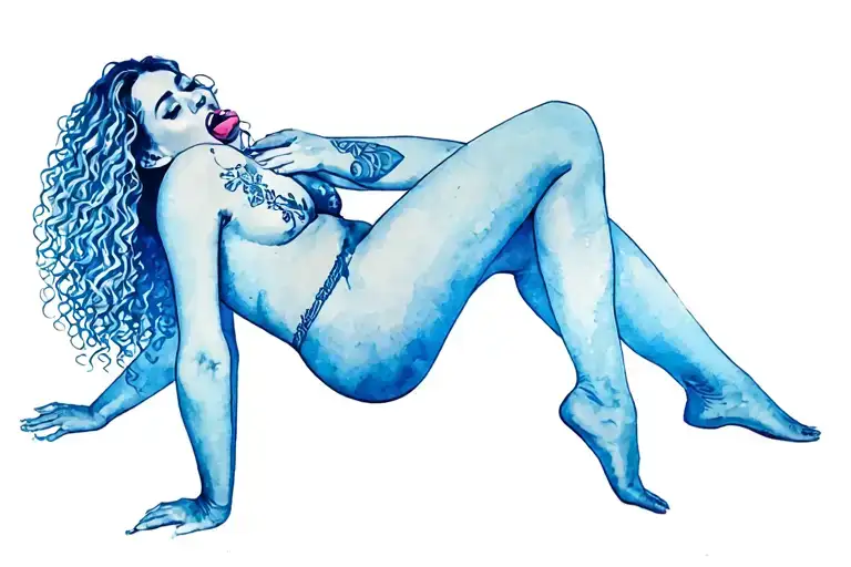 puerto rican woman on all four sexual position tattoo with her tongue out exposed titties curly hair  tattoo design idea