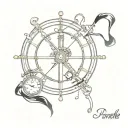 black pirate flag, gold and watches tattoo design idea